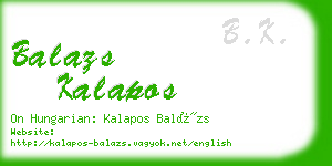 balazs kalapos business card